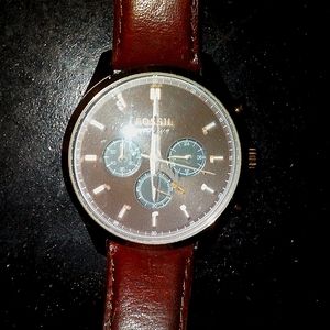 Fossil FS4632 Chronograph Men`s Brown Dial Leather Strap - Fossil Wristwatch